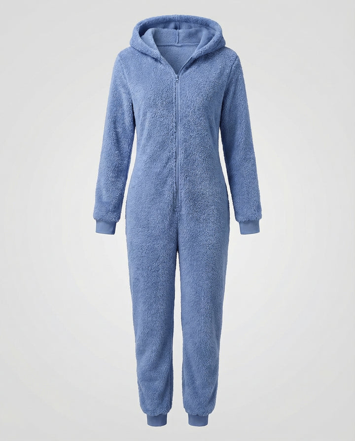 Damen Teddy Fleece Overall Kapuze