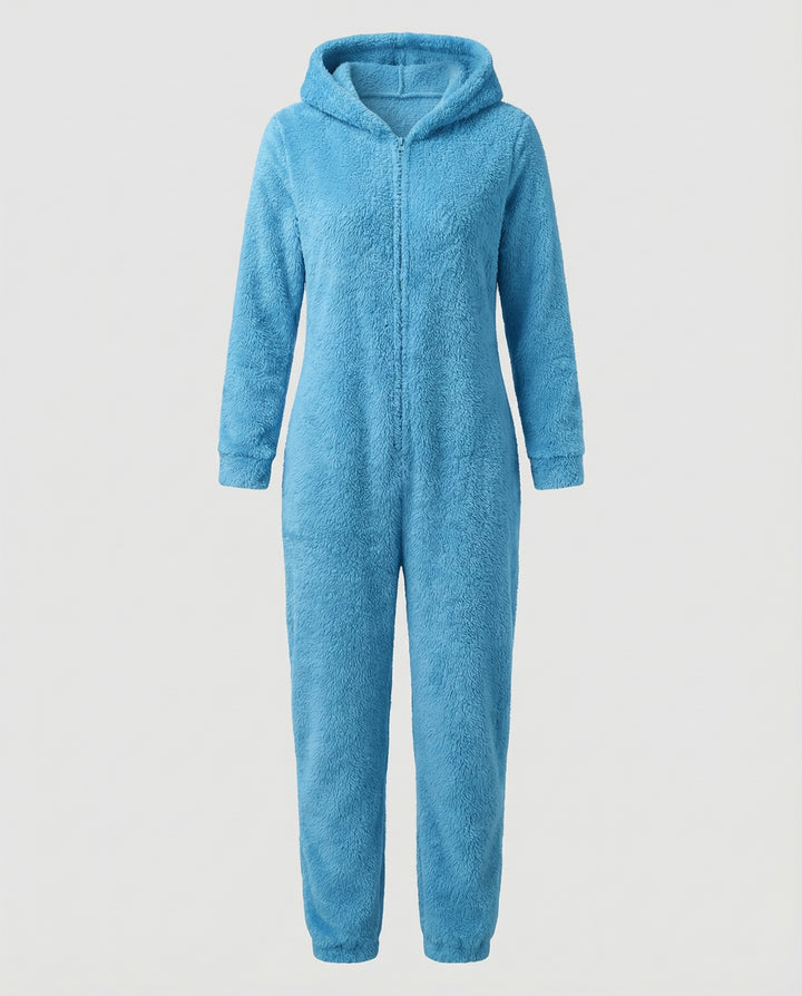 Damen Teddy Fleece Overall Kapuze