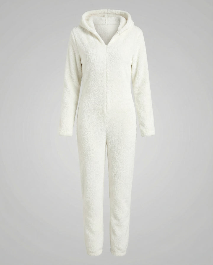 Damen Teddy Fleece Overall Kapuze