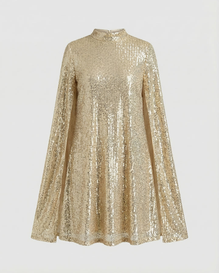 Elegantes Cape Pailletten Kleid