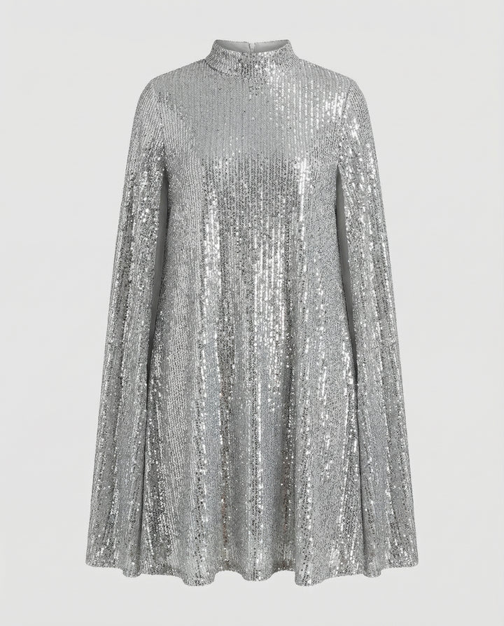 Elegantes Cape Pailletten Kleid