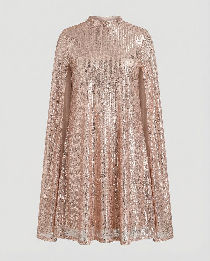 Elegantes Cape Pailletten Kleid