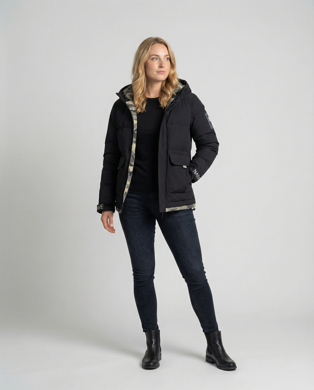 Warme Damen Winterjacke Kapuze