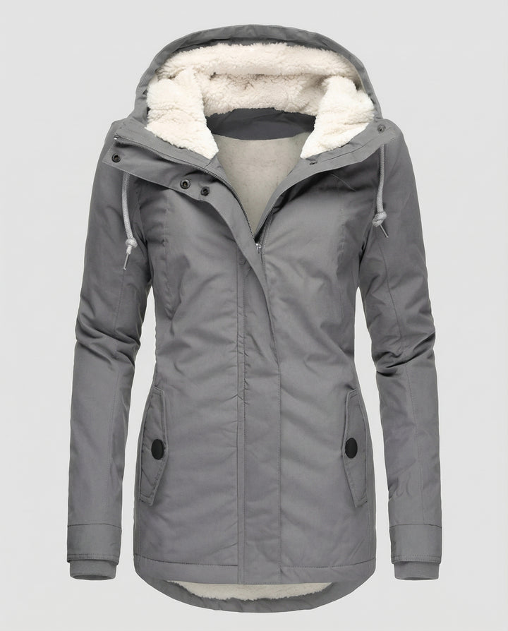 Warme Winterjacke mit Kapuze für Damen