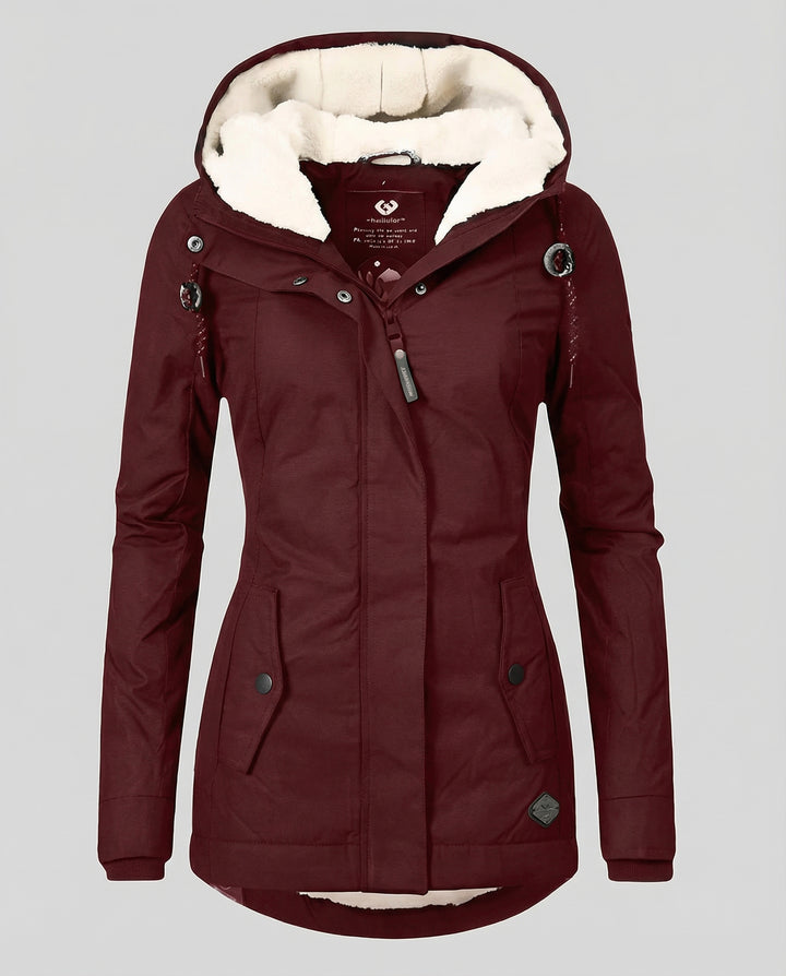 Warme Winterjacke mit Kapuze für Damen