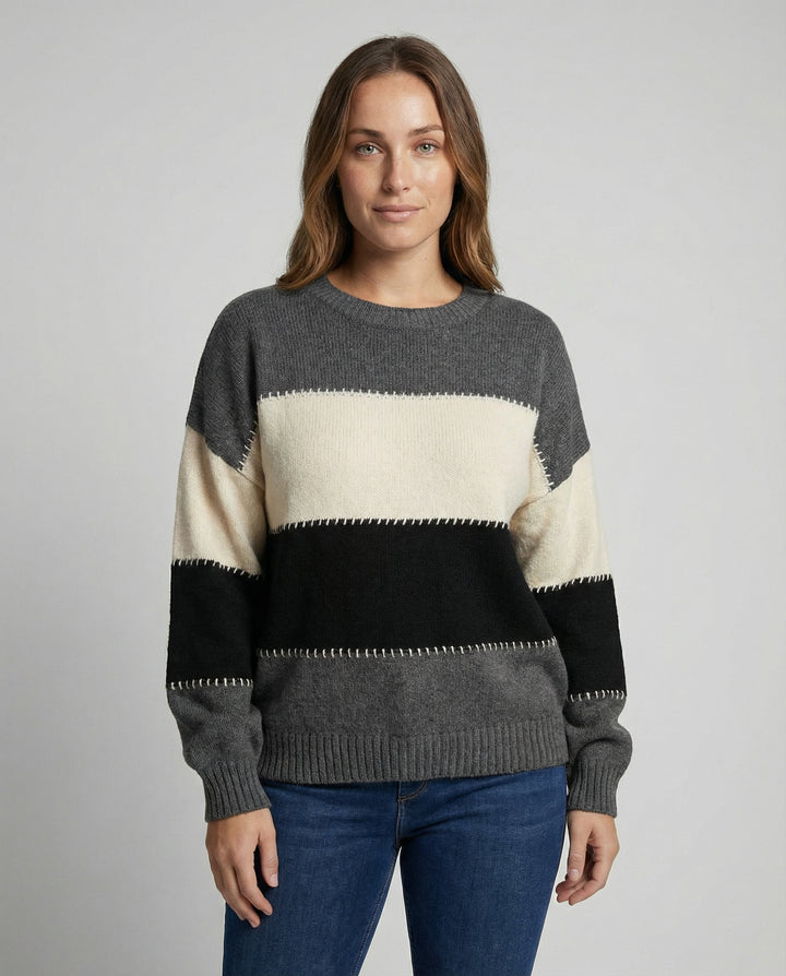 Lockerer Streifenpullover Damen Bequem