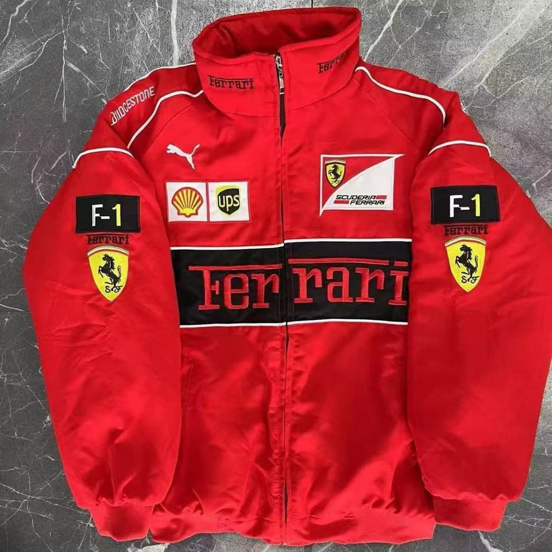 Herren Rennsportjacke Retro Logos