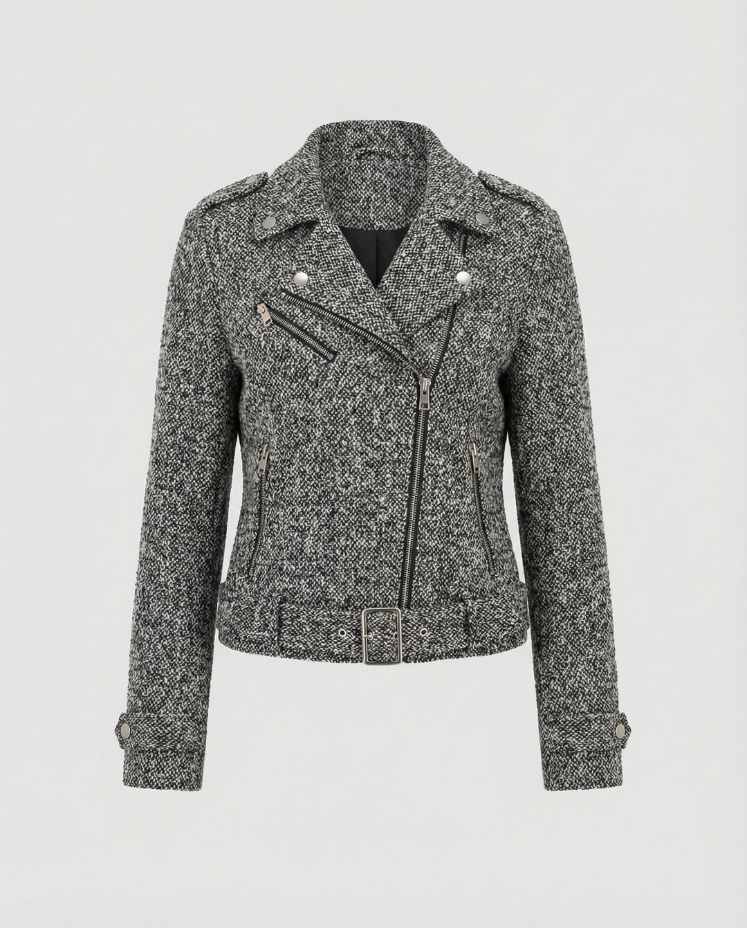 Damen Bikerjacke mit Tiermuster und taillierter Passform