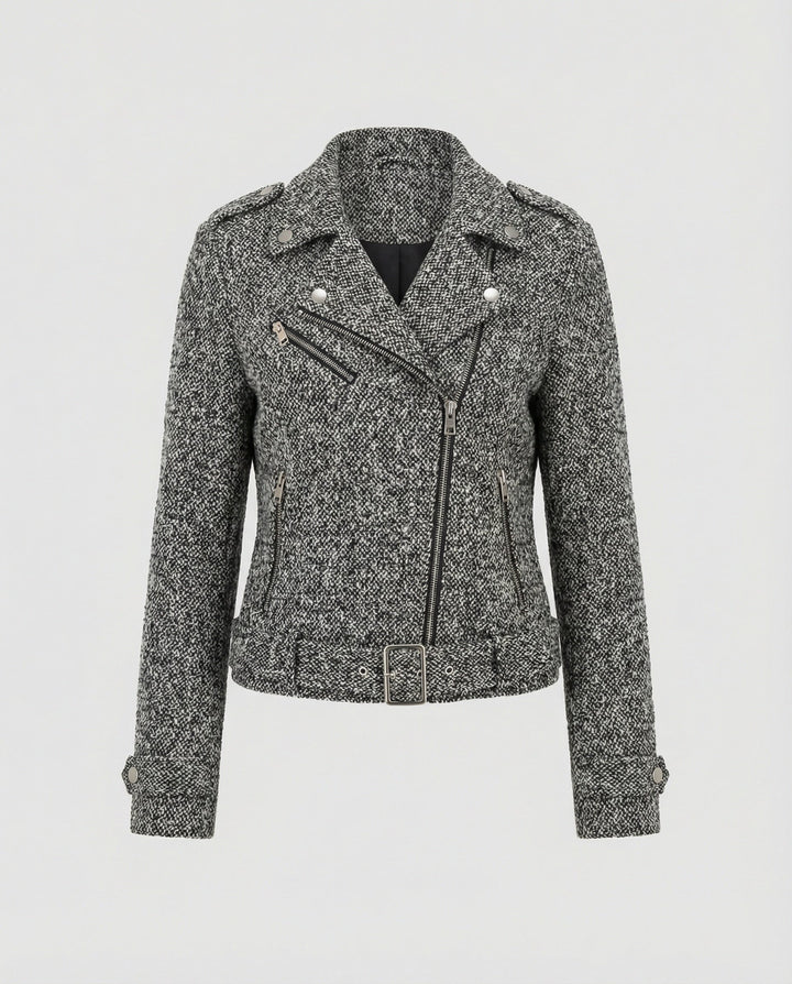 Damen Bikerjacke mit Tiermuster und taillierter Passform
