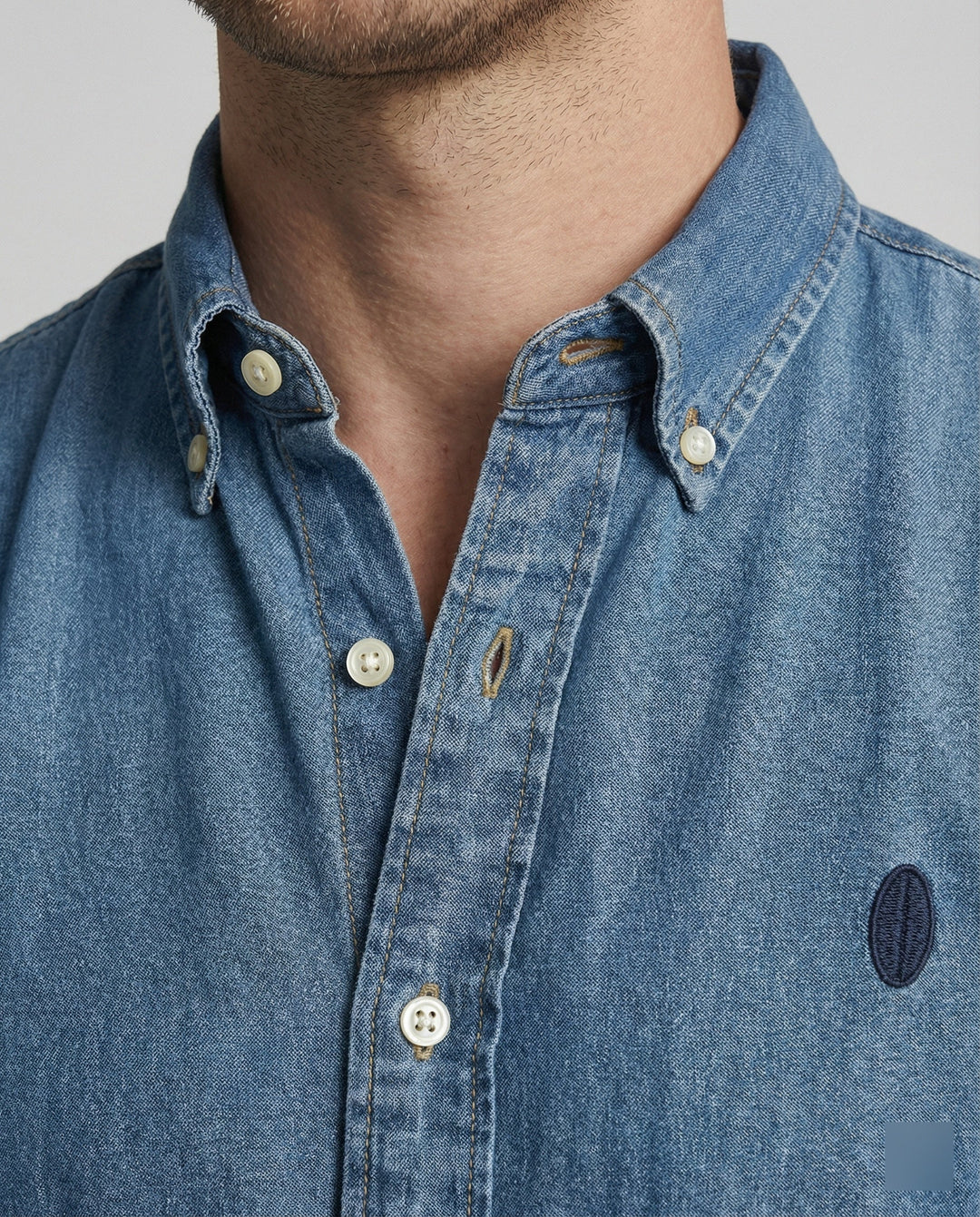 Herren Langarmhemd Jeanshemd Denim Kentkragen