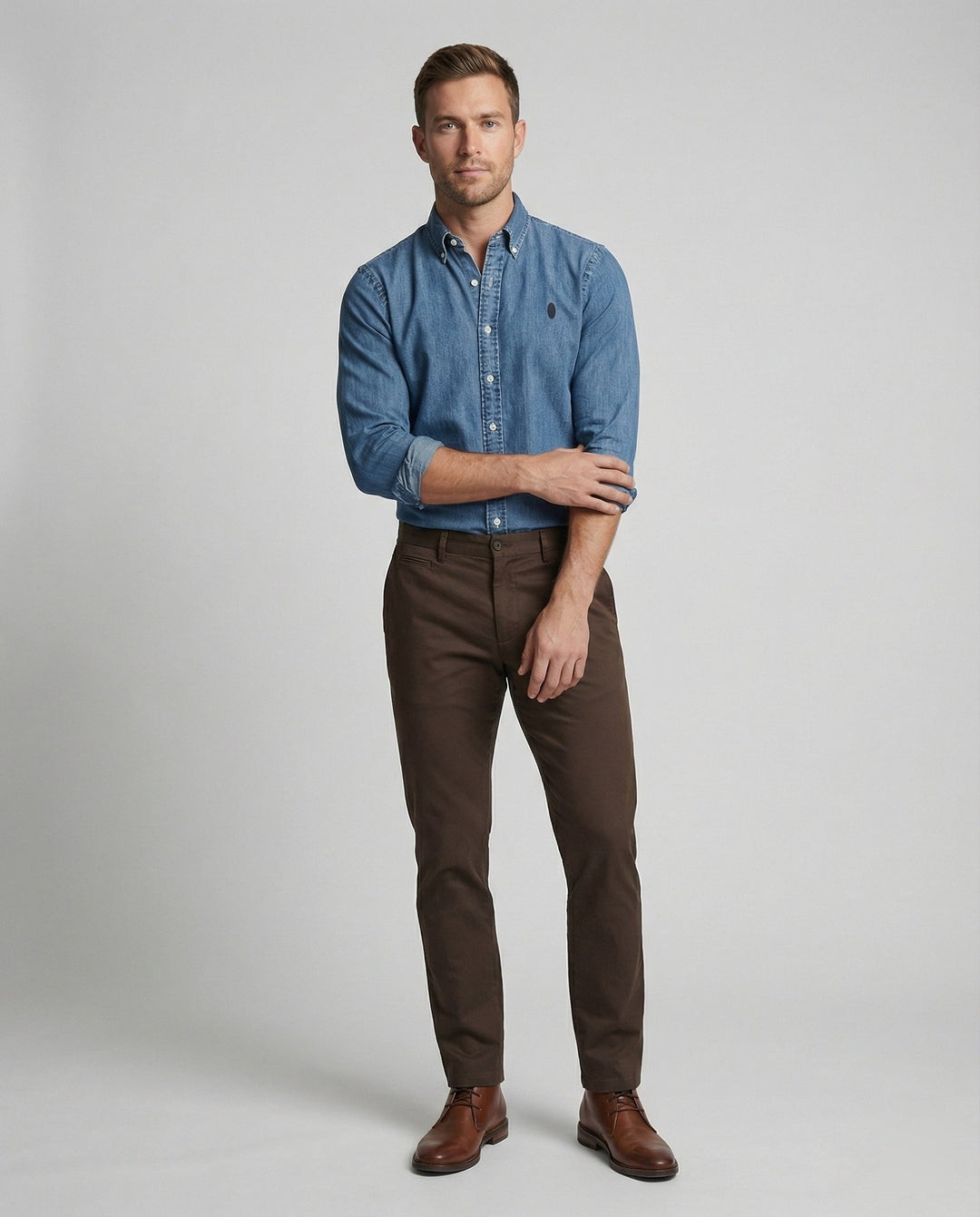 Herren Chambrayhemd Kentkragen modern