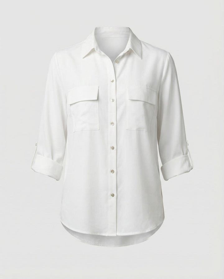 Damen Bluse mit Taschen und klassischem Schnitt