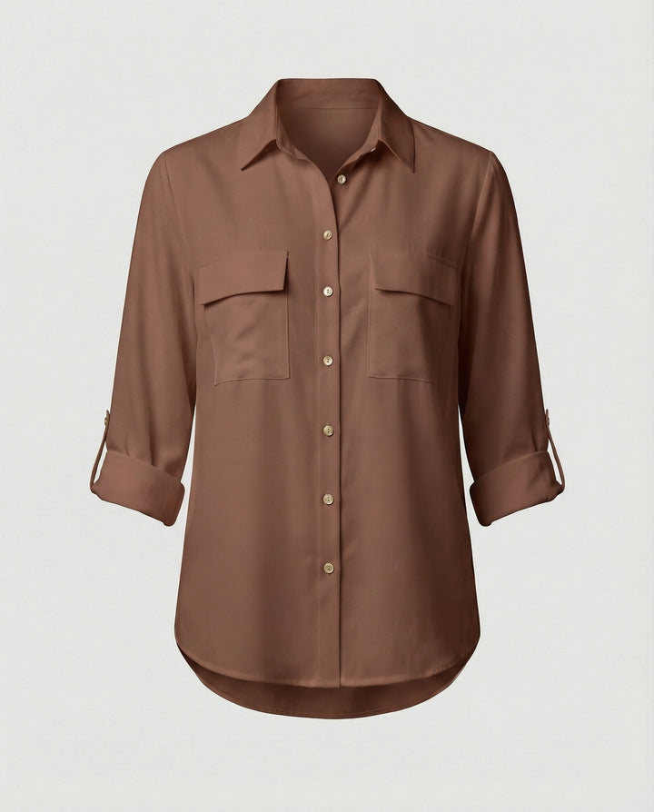 Damen Bluse mit Taschen und klassischem Schnitt