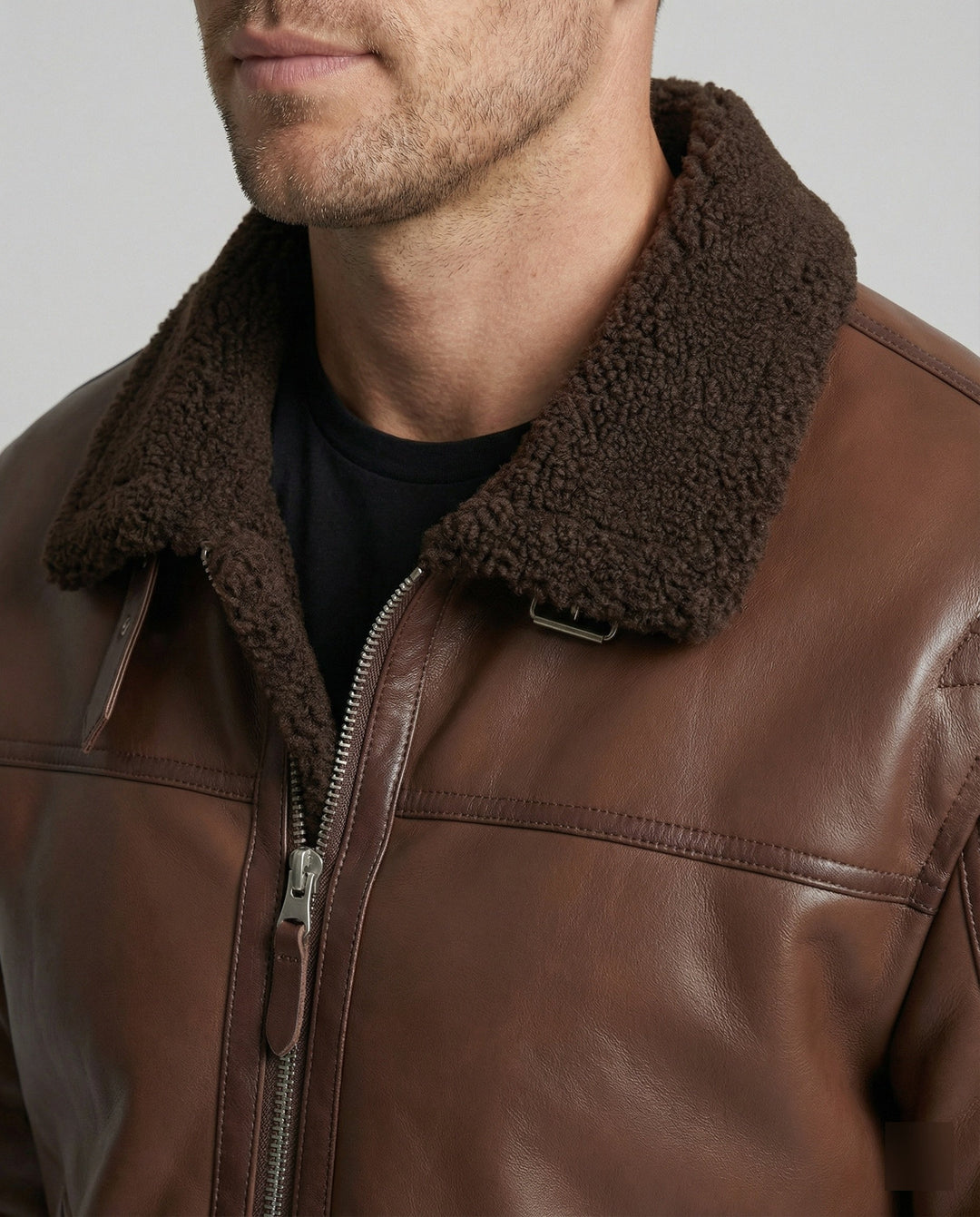Herren Kunstlederjacke mit Kragen