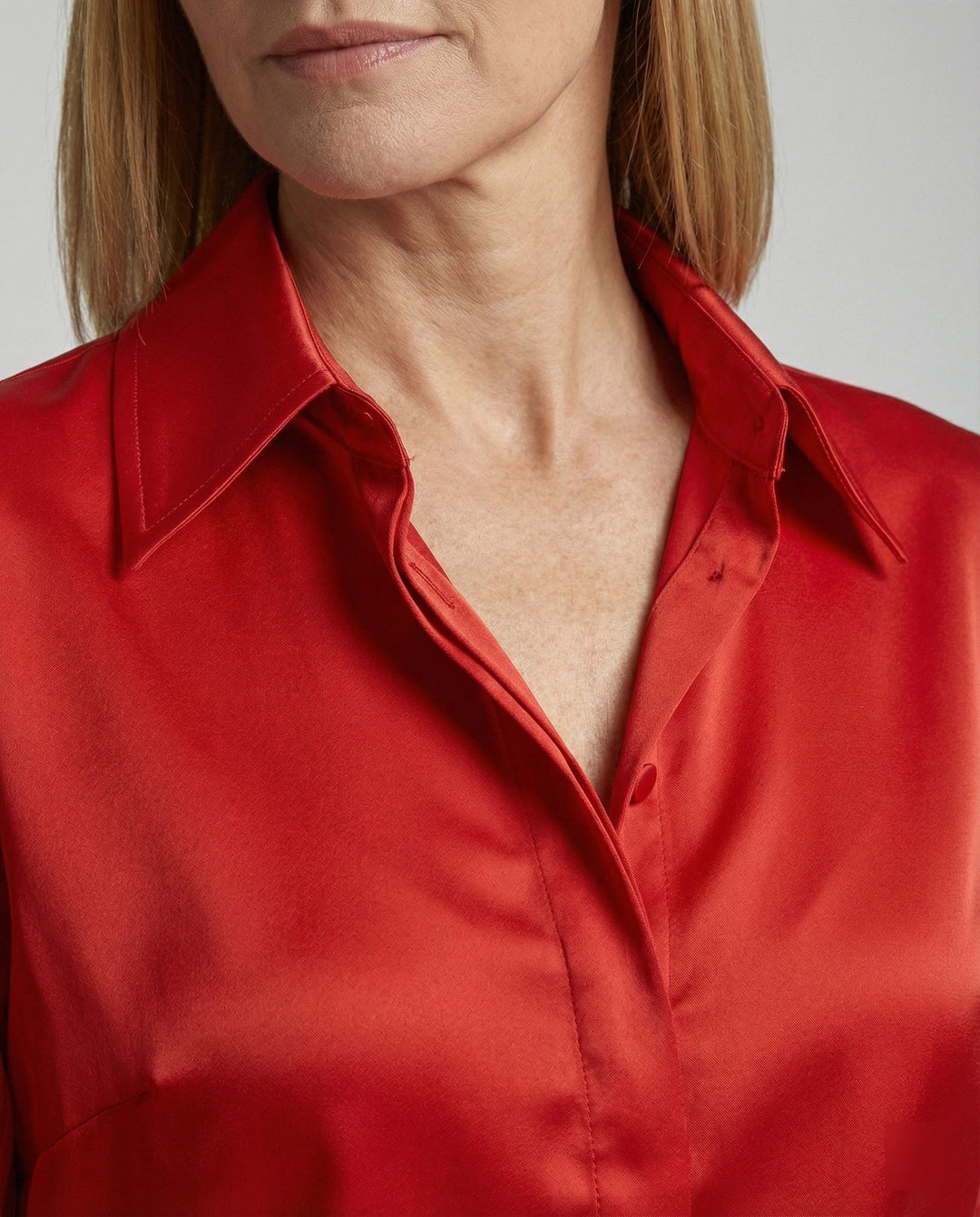 Damen Satinbluse mit transparenten Puffärmeln