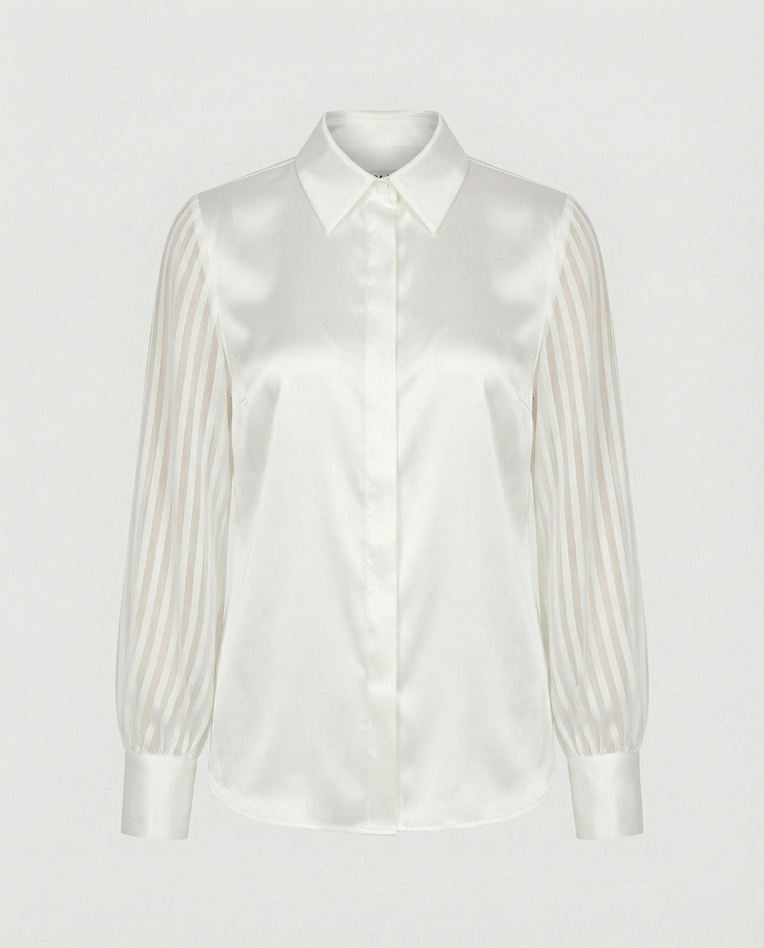 Damen Satinbluse mit transparenten Puffärmeln