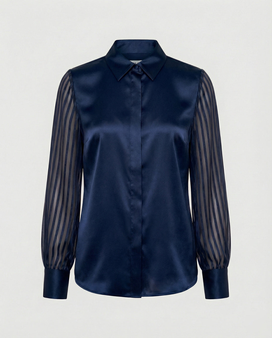 Damen Satinbluse mit transparenten Puffärmeln