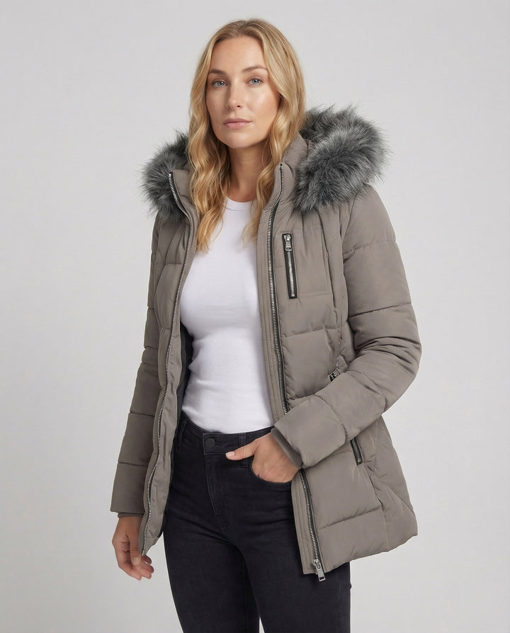 Daunenjacke Damen Fellkragen