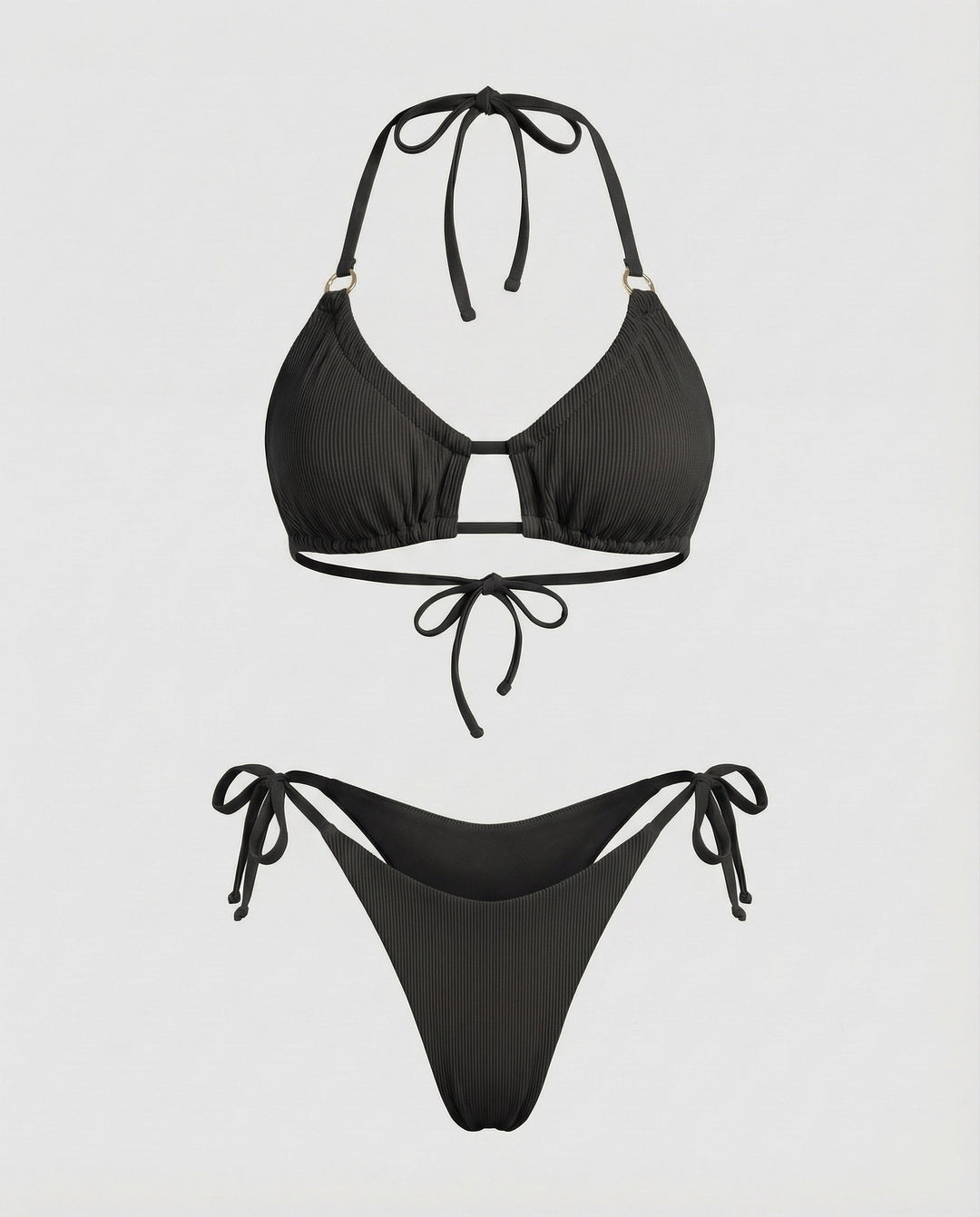 Damen Geraffter Triangel-Bikini Ziersteg