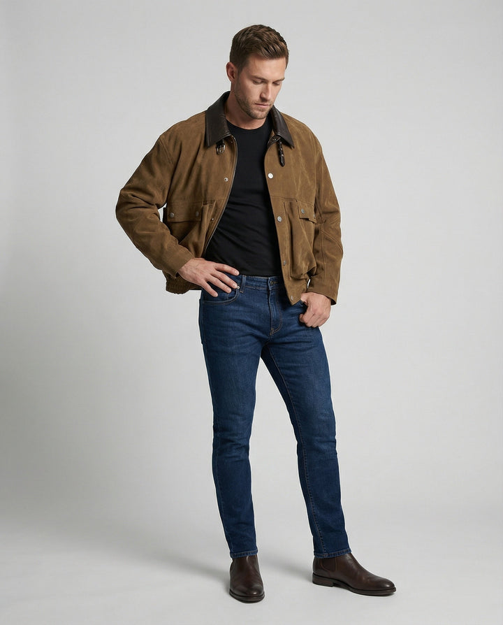 Herren Wildleder Blouson Boxy
