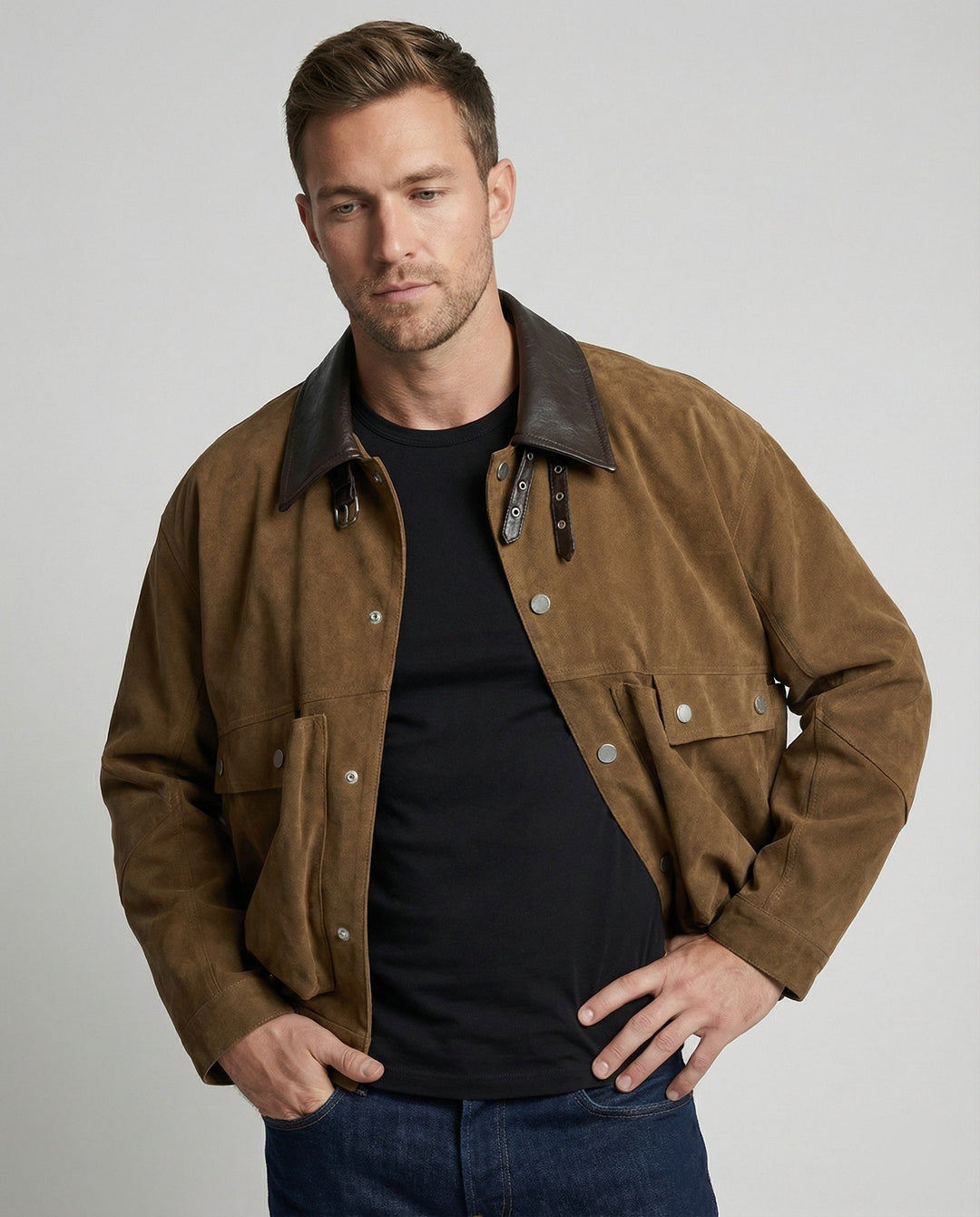 Herren Wildleder Blouson Boxy