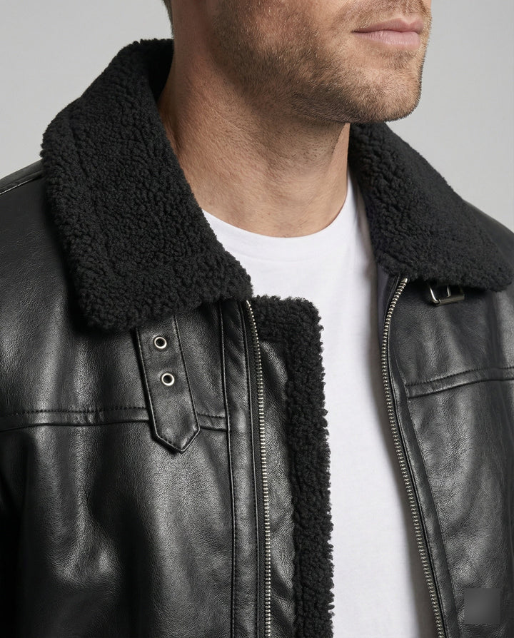 Herren Kunstlederjacke mit Kragen
