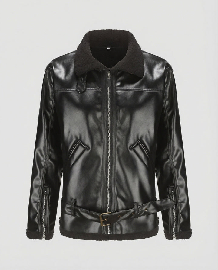 Herren Kunstlederjacke mit Kragen