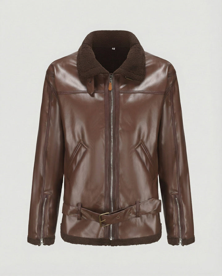 Herren Kunstlederjacke mit Kragen