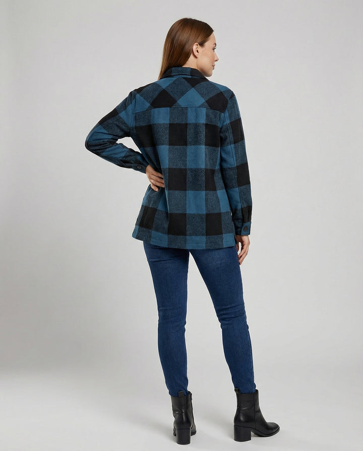 Lässige Damen Karo-Longbluse