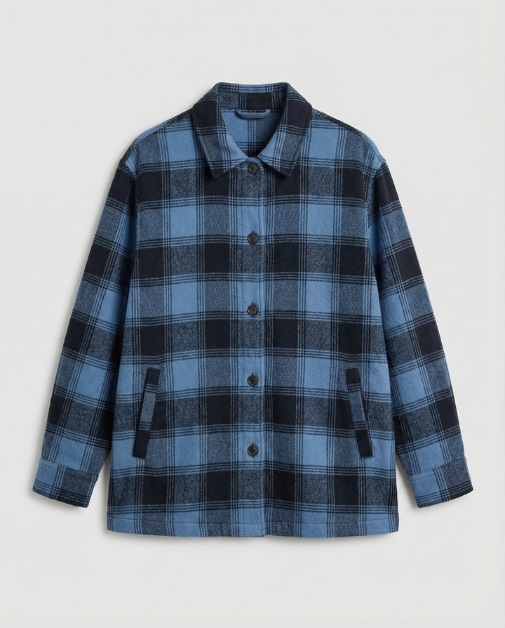 Lässige Damen Karo-Longbluse