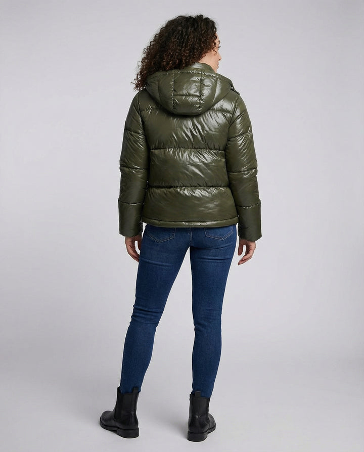 Damen Puffy Jacke Kapuze
