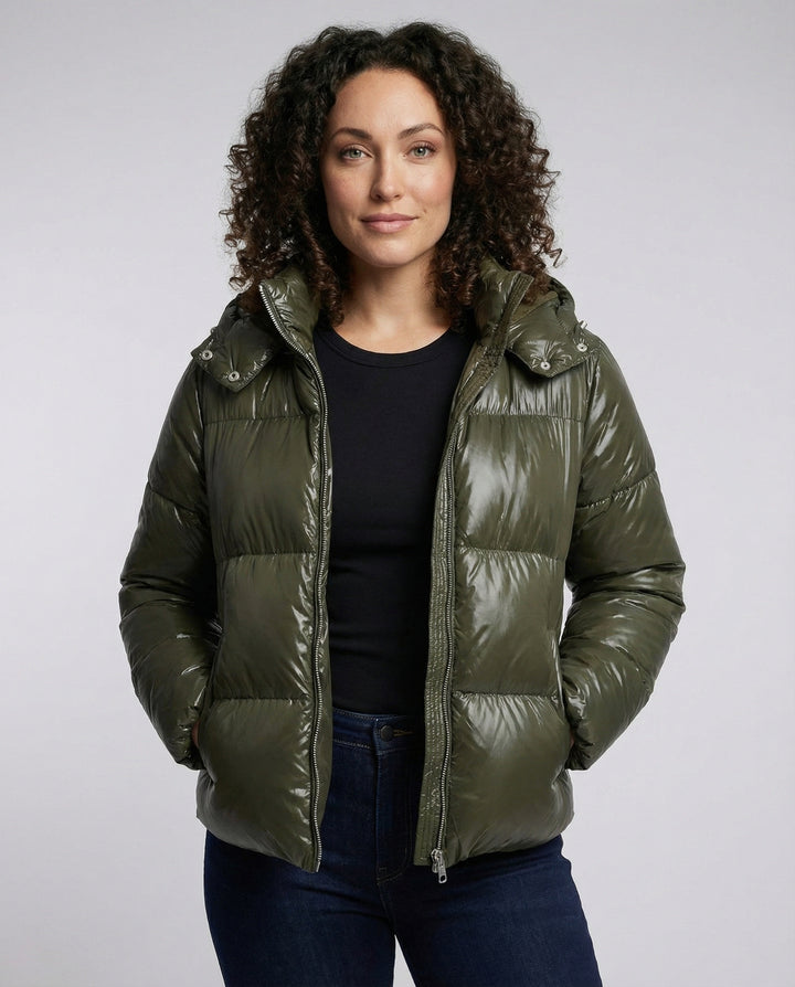 Damen Puffy Jacke Kapuze