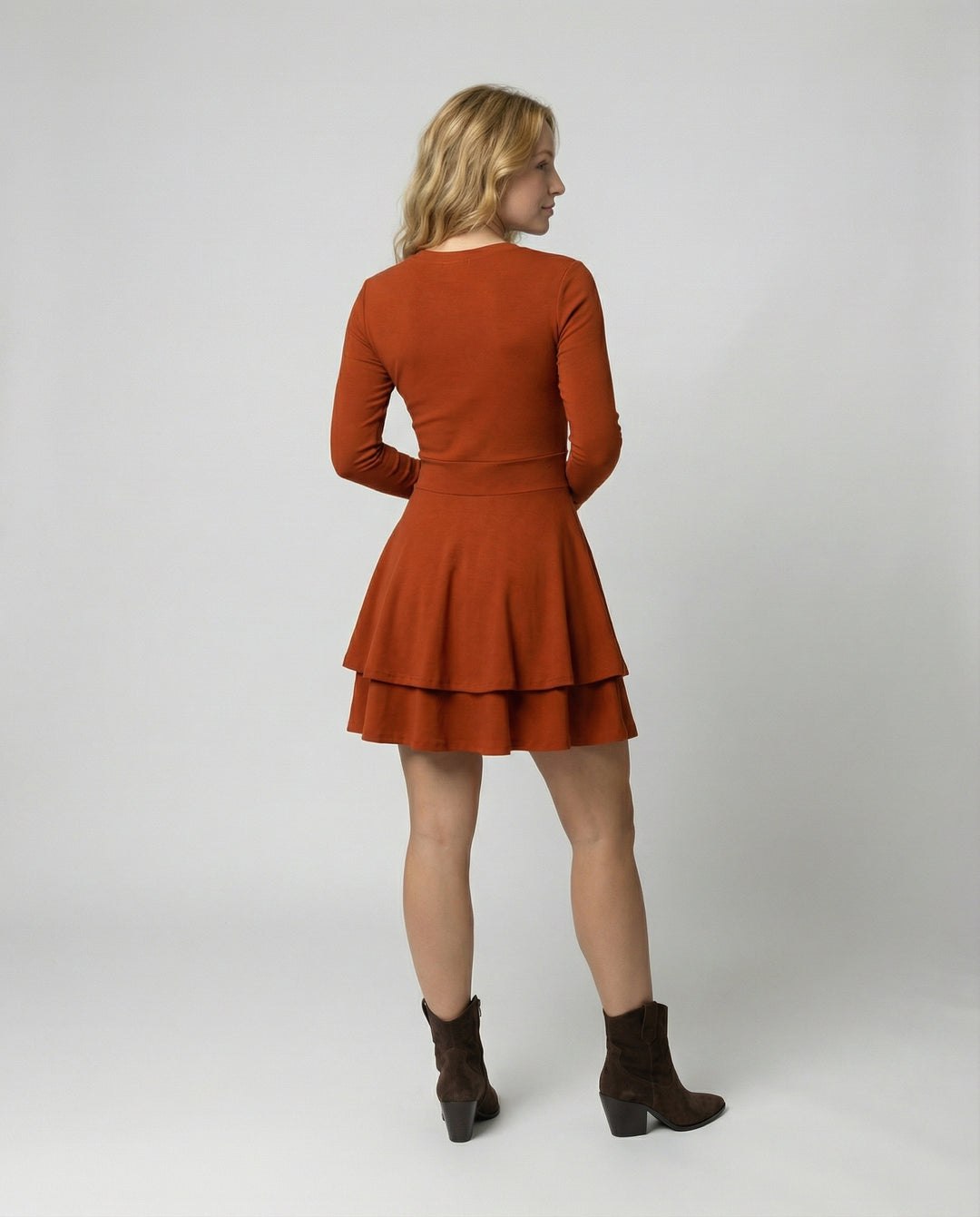 Damen Wickelkleid Rüschen
