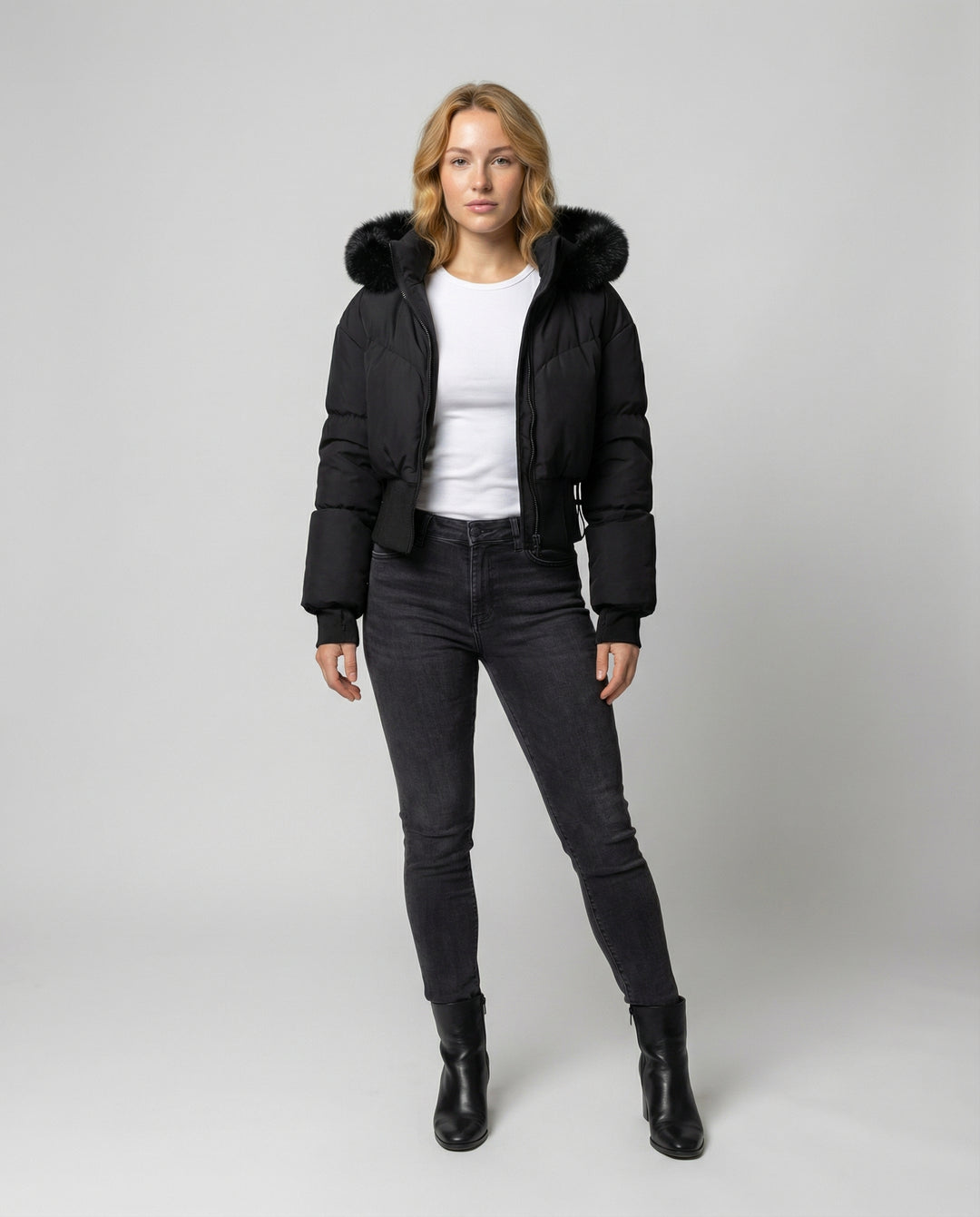 Stylische Warme Cropped Daunenjacke Damen