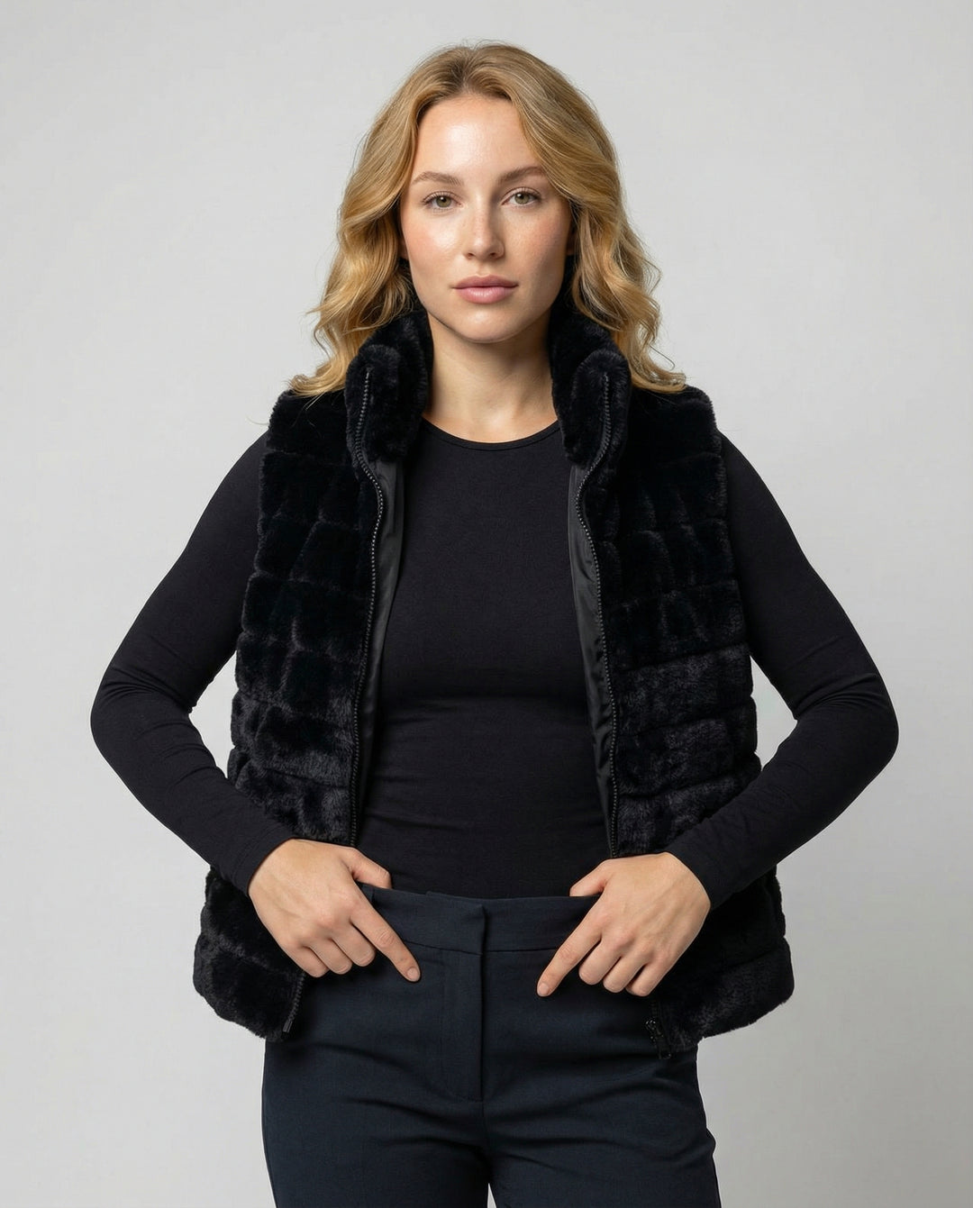 Steppweste aus Kunstfell Damen