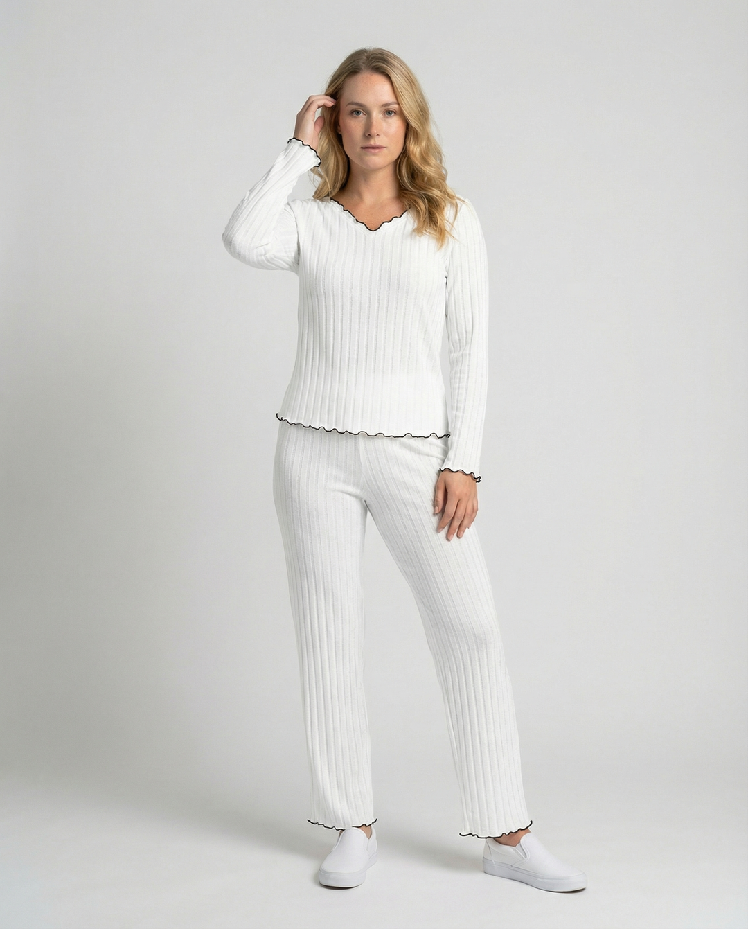 Damen Pyjama Set Rüschen