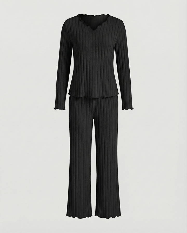 Damen Pyjama Set Rüschen