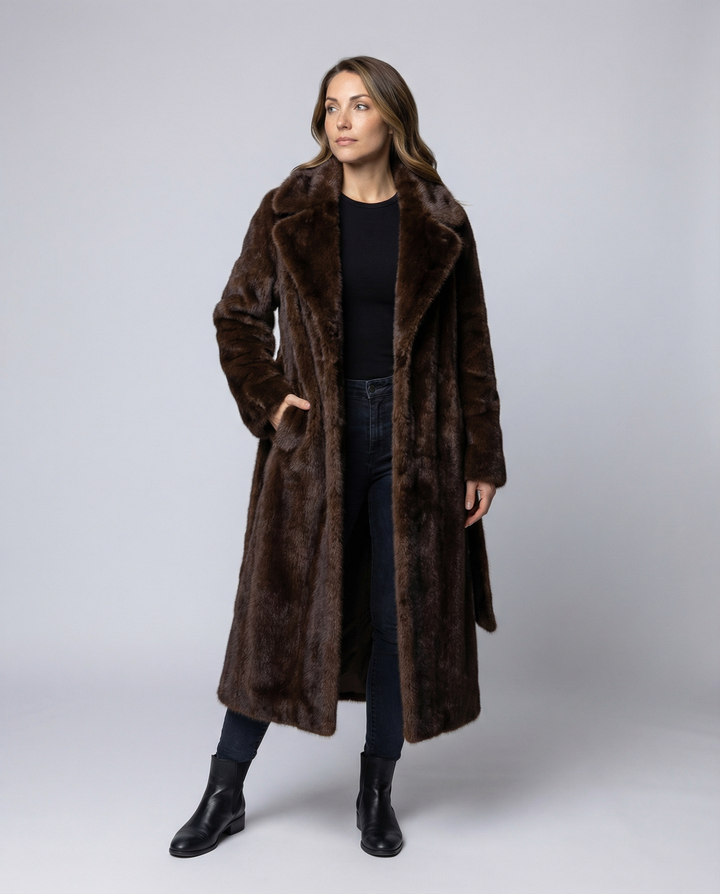 Luxuriöser Damen Kunstpelzmantel Winter