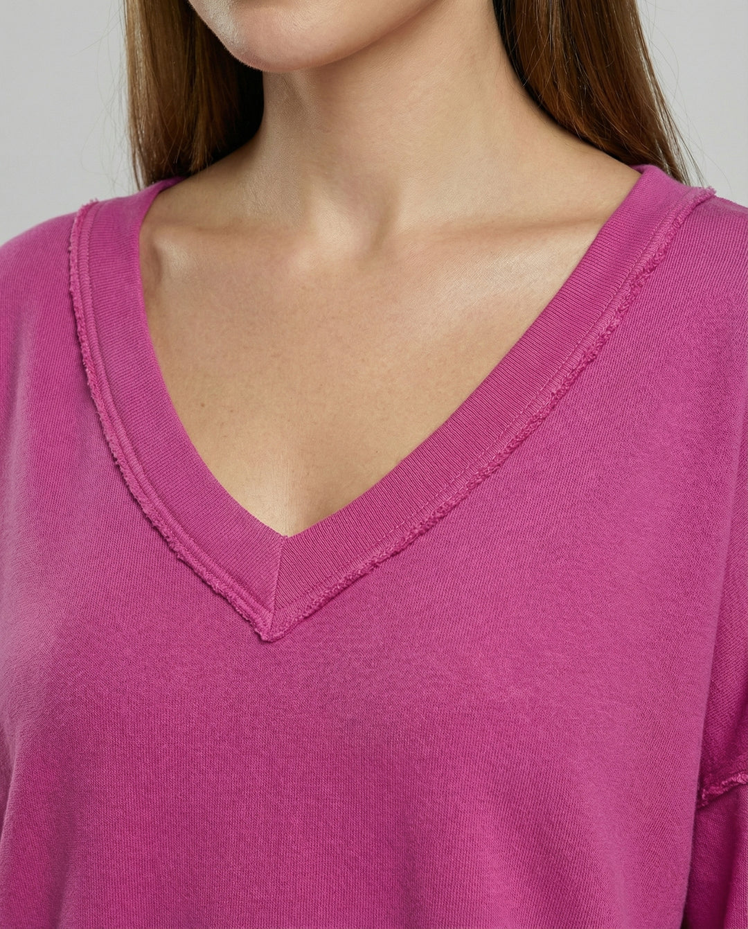 Oversized Damen V-Ausschnitt Sweatshirt
