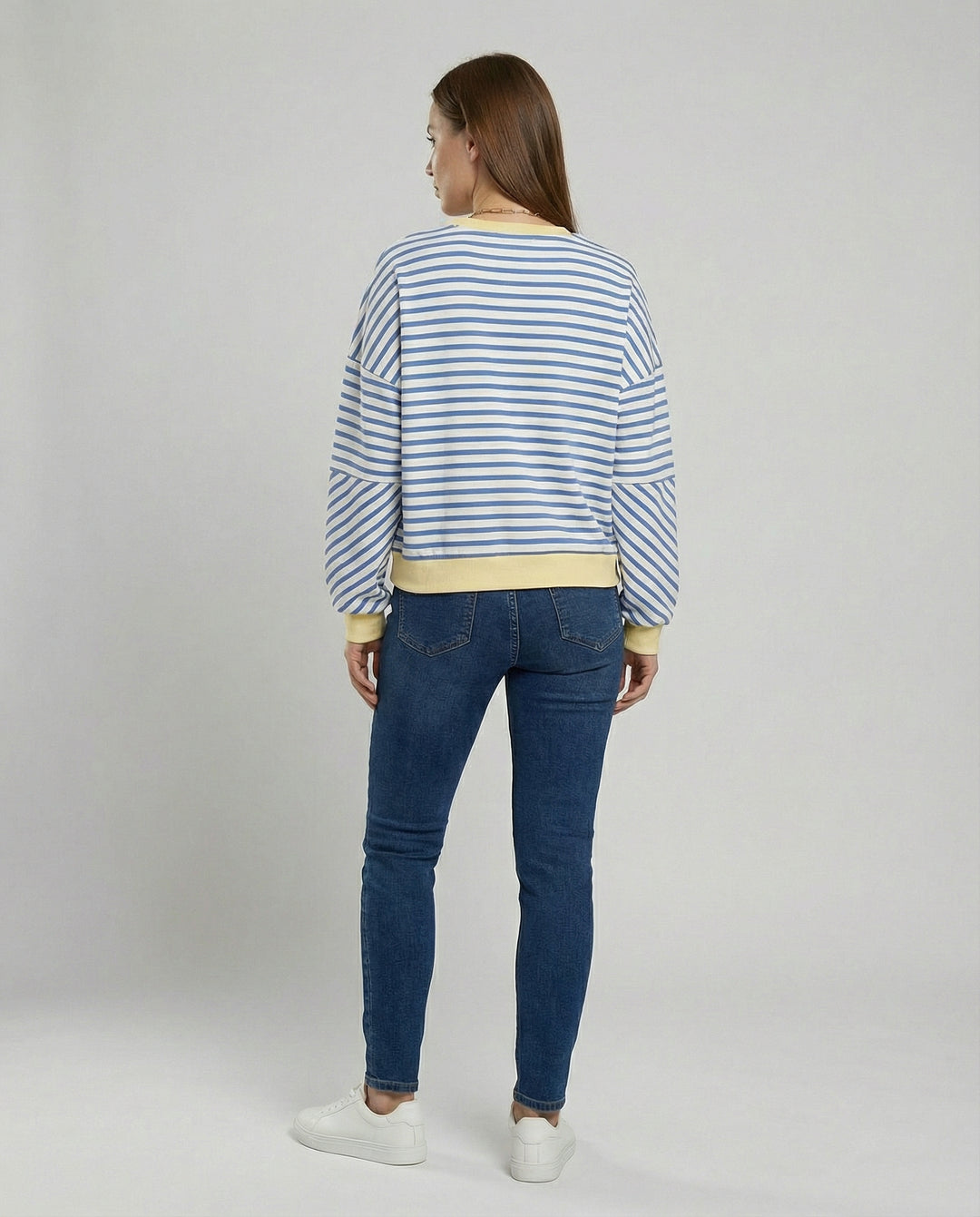 Boxy Sweatshirt Damen Gestreift