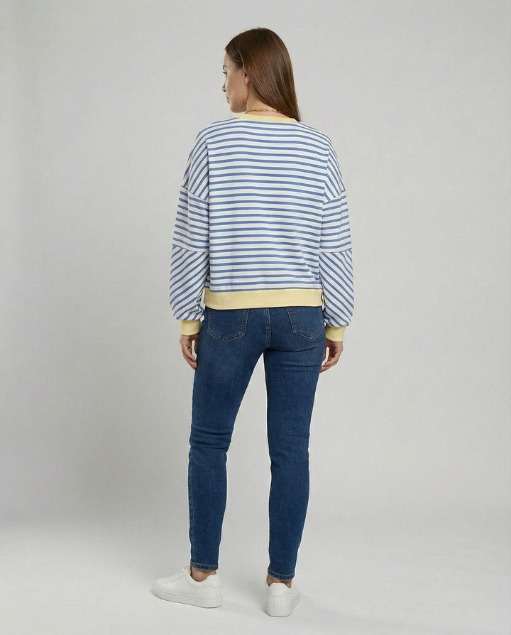 Boxy Sweatshirt Damen Gestreift