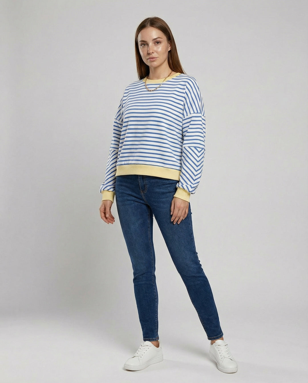 Boxy Sweatshirt Damen Gestreift