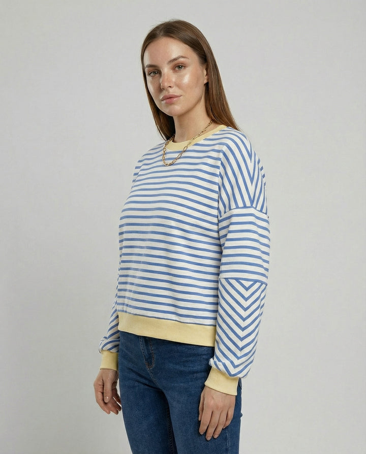 Boxy Sweatshirt Damen Gestreift