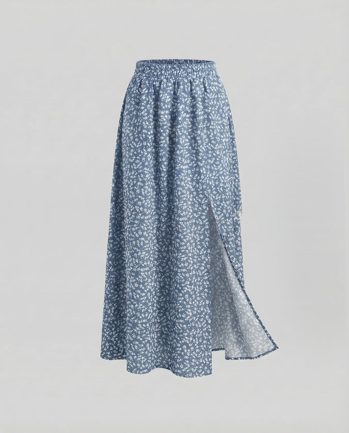 Maxirock Damen Blumenprint Schlitz