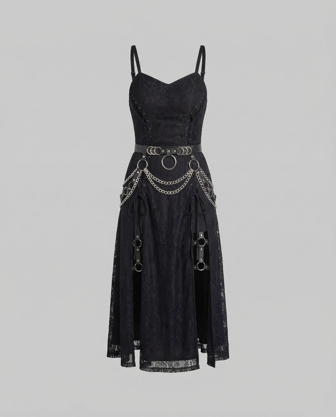 Damen Gothic Minikleid Spitze O Ring