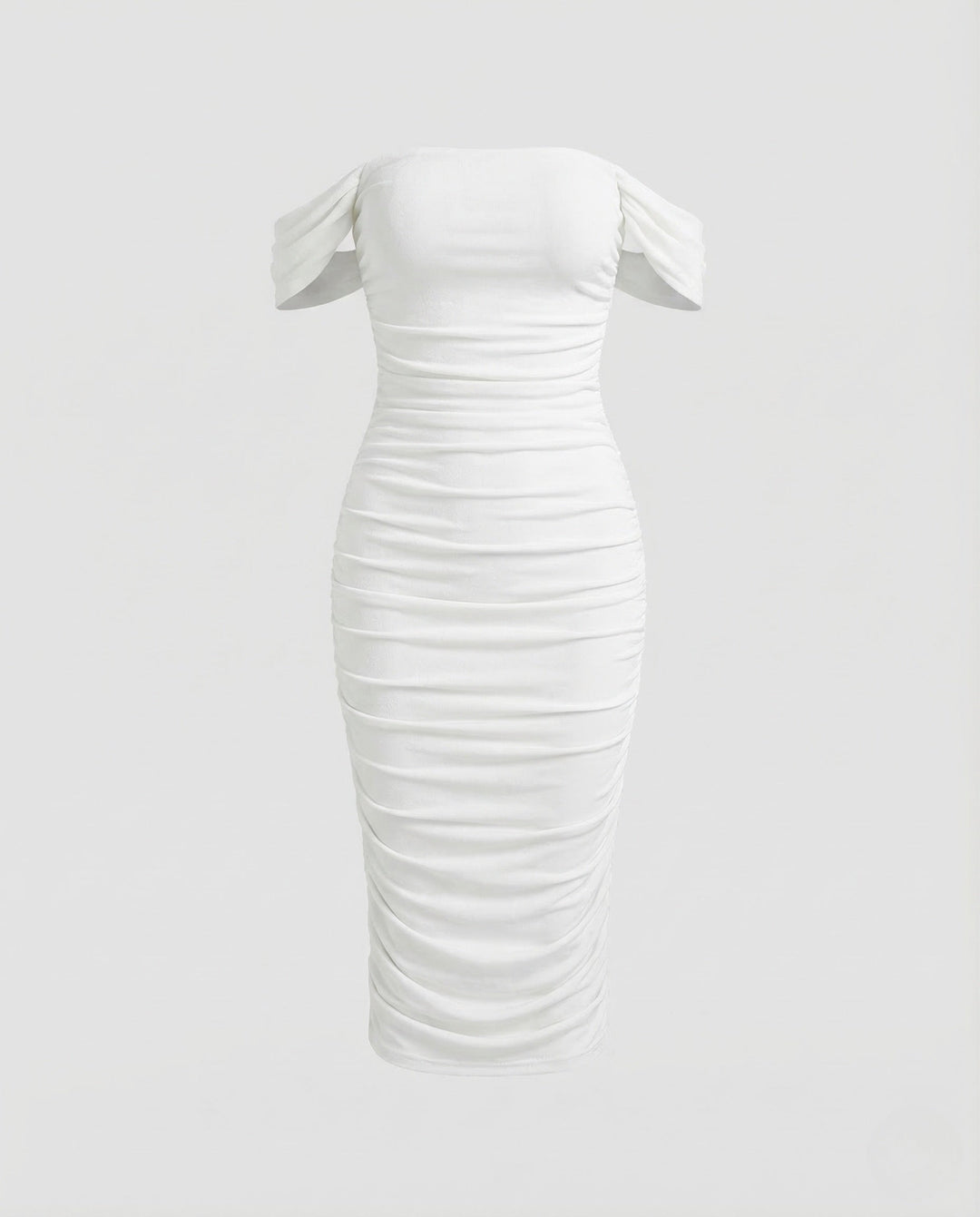 Damen Carmen Midikleid Raffung
