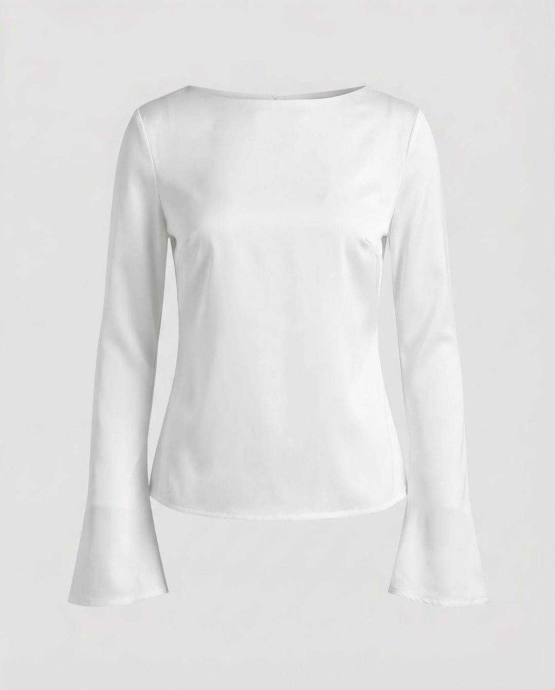 Damen Elegante Chiffonbluse U-Boot-Ausschnitt