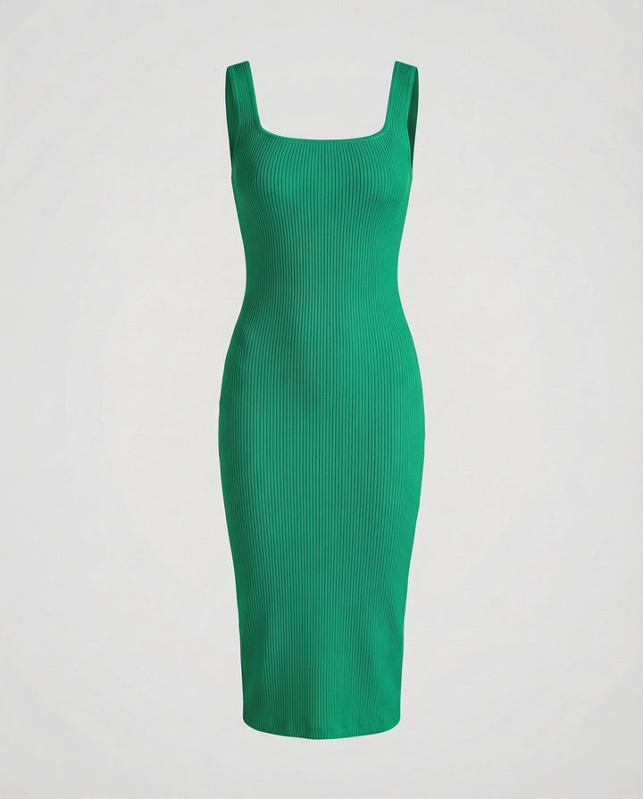 Damen Rippstrick-Midikleid Figurformend