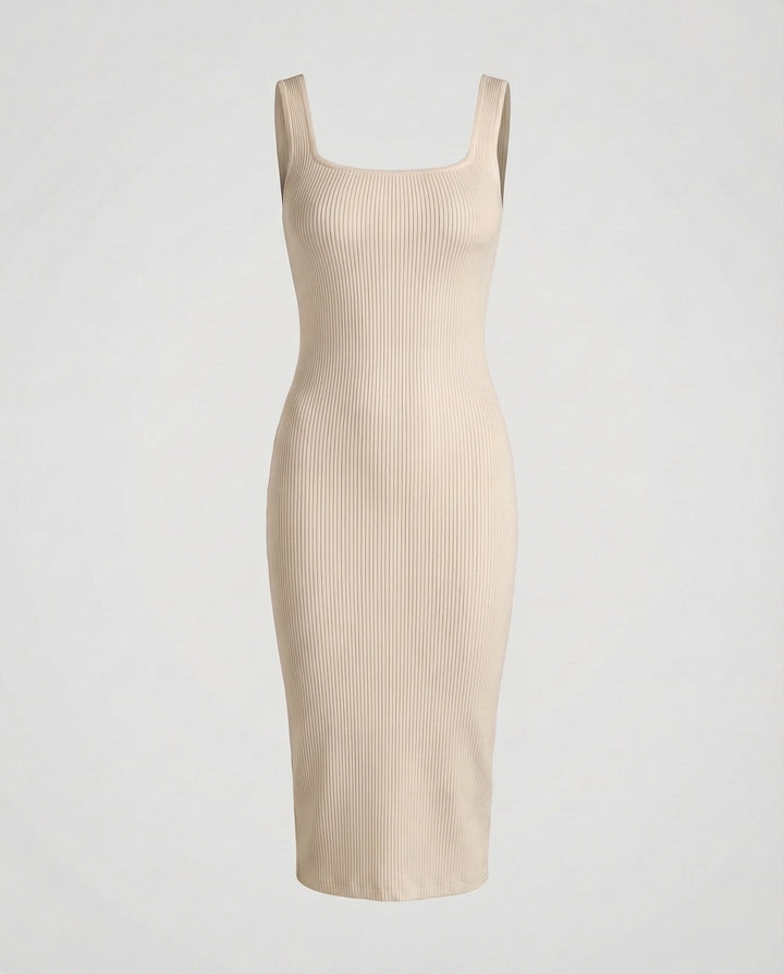 Damen Rippstrick-Midikleid Figurformend