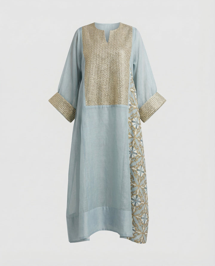 Damen Maxi-Kaftan Bestickte Brustpartie